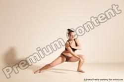 Underwear Martial art Woman White Moving poses Average long colored Dynamic poses Academic